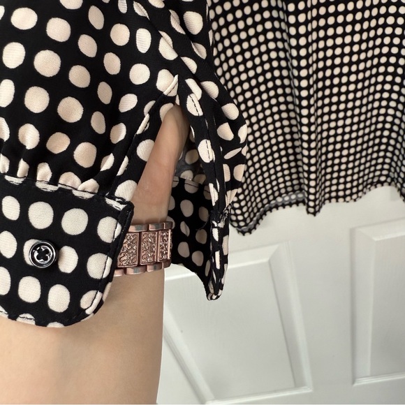 Anne Klein Black and Cream Polka Dot Long Sleeve 3x Top - Picture 4 of 5